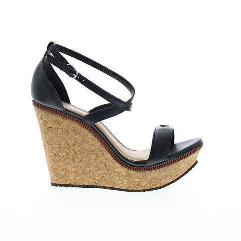 Harley-Davidson Corlett D84570 Womens Black Leather Wedges Heels Shoes