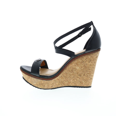 Harley-Davidson Corlett D84570 Womens Black Leather Wedges Heels Shoes