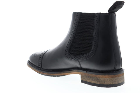 Steve Madden Deadbolt Mens Black Leather Slip On Chelsea Boots Shoes