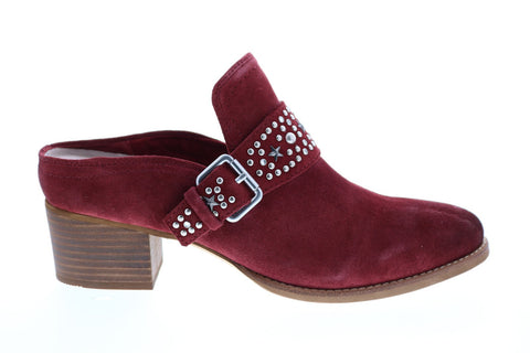 Earth Denton Suede Womens Red Suede Mules Heels Shoes