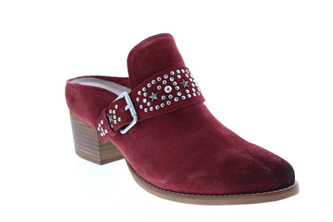 Earth Denton Suede Womens Red Suede Mules Heels Shoes