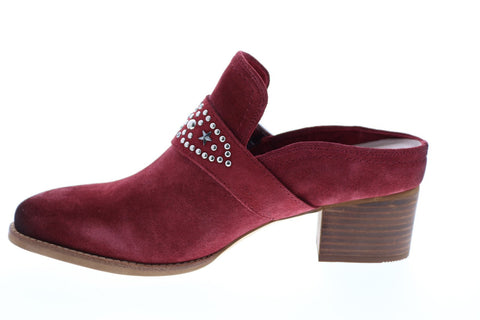 Earth Denton Suede Womens Red Suede Mules Heels Shoes