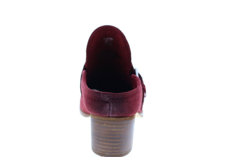 Earth Denton Suede Womens Red Suede Mules Heels Shoes