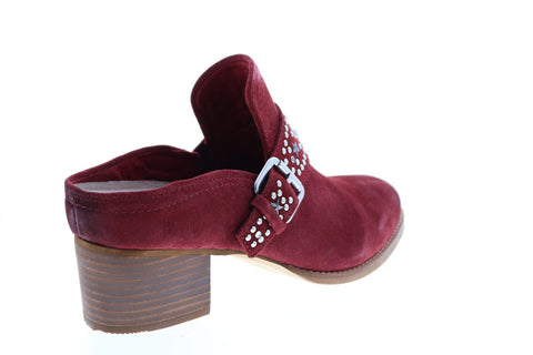 Earth Denton Suede Womens Red Suede Mules Heels Shoes