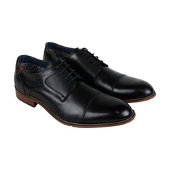 Steve Madden Derium Mens Black Leather Dress Lace Up Oxfords Shoes