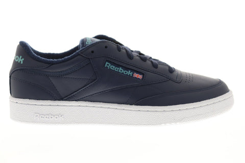 Reebok Club C 85 Mu Mens Blue Leather Low Top Lace Up Sneakers Shoes