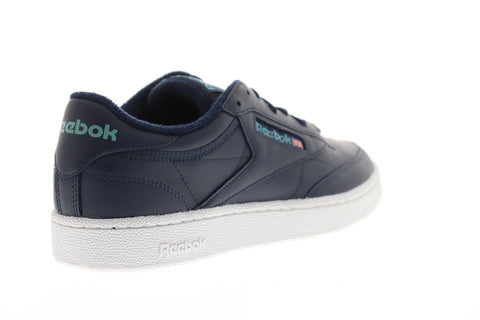 Reebok Club C 85 Mu Mens Blue Leather Low Top Lace Up Sneakers Shoes