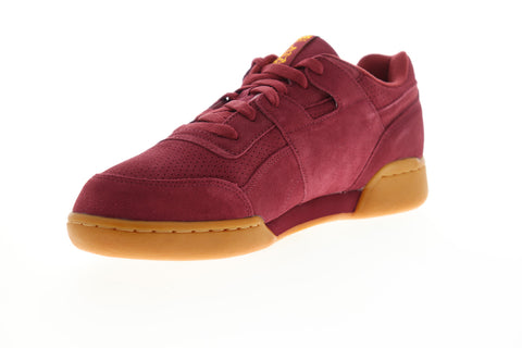 Reebok Workout Plus MU DV4285 Mens Red Suede Low Top Lifestyle Sneakers Shoes