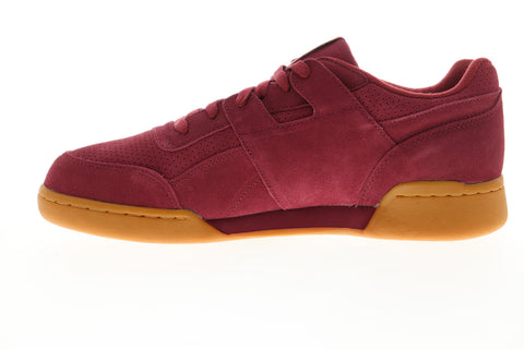 Reebok Workout Plus MU DV4285 Mens Red Suede Low Top Lifestyle Sneakers Shoes