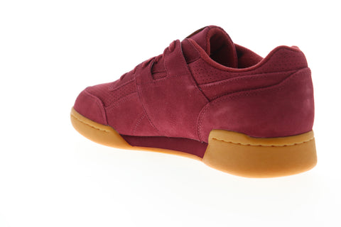 Reebok Workout Plus MU DV4285 Mens Red Suede Low Top Lifestyle Sneakers Shoes