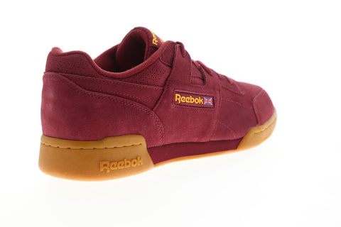 Reebok Workout Plus MU DV4285 Mens Red Suede Low Top Lifestyle Sneakers Shoes