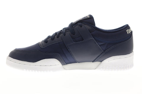 Reebok Workout 85 Txt Mu Mens Blue Textile Low Top Lace Up Sneakers Shoes