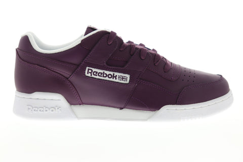 Reebok Workout Plus MU DV4311 Mens Purple Leather Lifestyle Sneakers Shoes