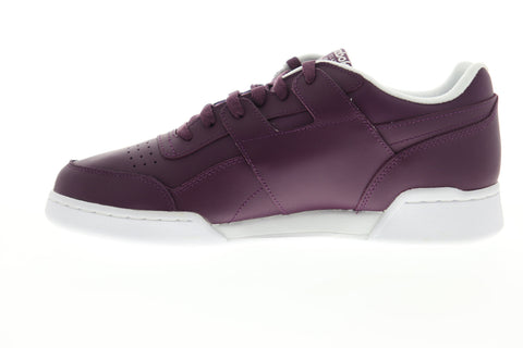 Reebok Workout Plus MU DV4311 Mens Purple Leather Lifestyle Sneakers Shoes