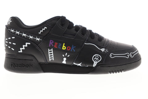 Reebok Workout Plus MU DV5057 Mens Black Leather Lifestyle Sneakers Shoes