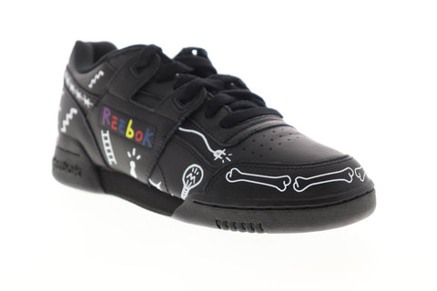 Reebok Workout Plus MU DV5057 Mens Black Leather Lifestyle Sneakers Shoes