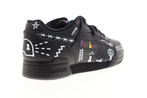 Reebok Workout Plus MU DV5057 Mens Black Leather Lifestyle Sneakers Shoes