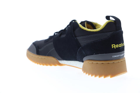 Reebok Workout Plus Ripple Mu Mens Black Suede & Nylon Low Top Sneakers Shoes