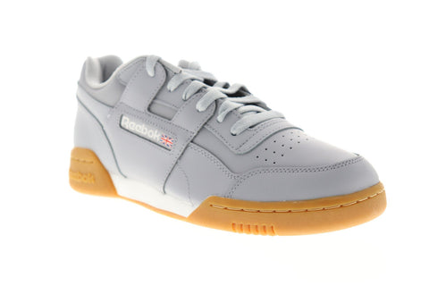 Reebok Workout Plus Mu Mens Gray Leather Low Top Lace Up Sneakers Shoes