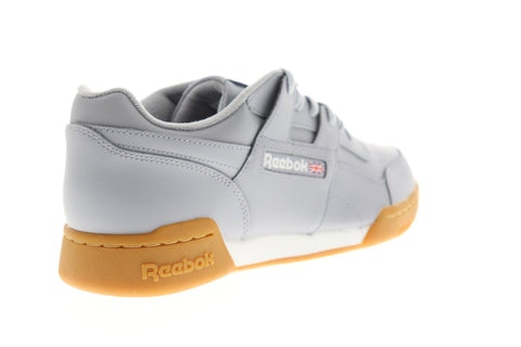 Reebok Workout Plus Mu Mens Gray Leather Low Top Lace Up Sneakers Shoes