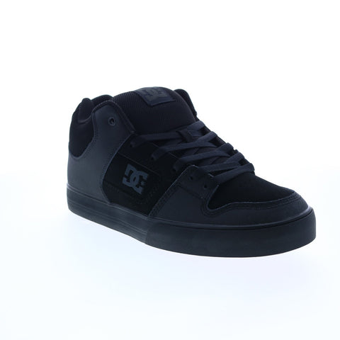 DC Pure Mid ADYS400082-KKG Mens Black Leather Skate Inspired Sneakers Shoes