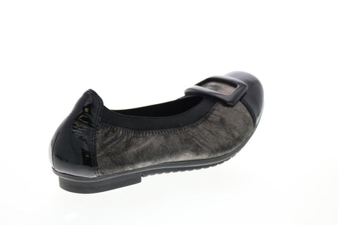 Earth Eclipse Womens Gray Leather Slip On Ballet Flats Shoes