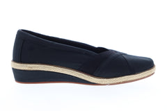 Grasshopper Misty Wedge EF52836B Womens Black Wide 2E Canvas Loafer Flats Shoes
