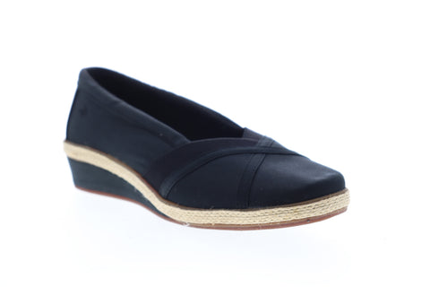 Grasshopper Misty Wedge EF52836B Womens Black Canvas Slip On Loafer Flats Shoes