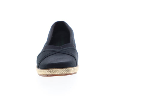 Grasshopper Misty Wedge EF52836B Womens Black Canvas Slip On Loafer Flats Shoes