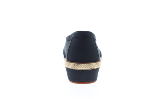 Grasshopper Misty Wedge EF52836B Womens Black Wide 2E Canvas Loafer Flats Shoes