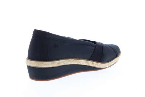 Grasshopper Misty Wedge EF52836B Womens Black Wide 2E Canvas Loafer Flats Shoes