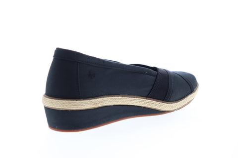 Grasshopper Misty Wedge EF52836B Womens Black Canvas Slip On Loafer Flats Shoes