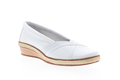 Grasshopper Misty Wedge EF52837B Womens White Canvas Slip On Loafer Flats Shoes