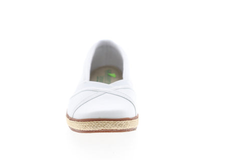 Grasshopper Misty Wedge EF52837B Womens White Canvas Slip On Loafer Flats Shoes