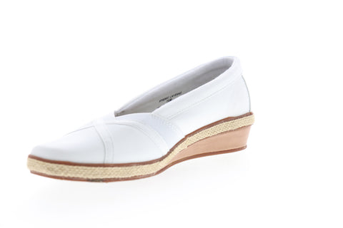 Grasshopper Misty Wedge EF52837B Womens White Canvas Slip On Loafer Flats Shoes