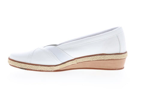 Grasshopper Misty Wedge EF52837B Womens White Canvas Slip On Loafer Flats Shoes