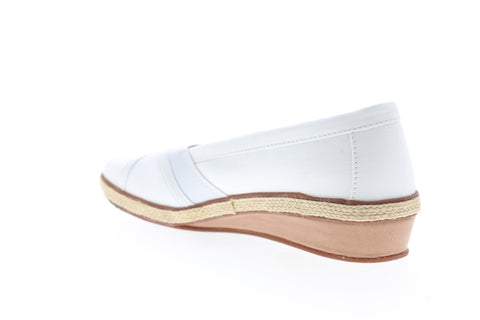 Grasshopper Misty Wedge EF52837B Womens White Canvas Slip On Loafer Flats Shoes