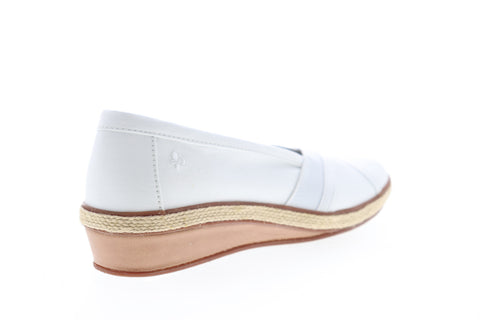 Grasshopper Misty Wedge EF52837B Womens White Canvas Slip On Loafer Flats Shoes
