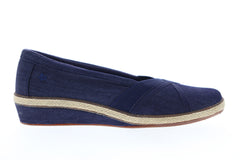 Grasshopper Misty Wedge EF52838B Womens Blue Canvas Slip On Loafer Flats Shoes
