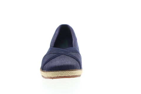 Grasshopper Misty Wedge EF52838B Womens Blue Canvas Slip On Loafer Flats Shoes