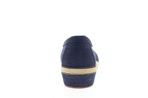 Grasshopper Misty Wedge EF52838B Womens Blue Wide 2E Canvas Loafer Flats Shoes