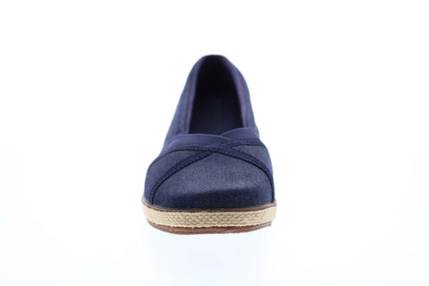 Grasshopper Misty Wedge EF52838B Womens Blue Canvas Ballet Flats Shoes