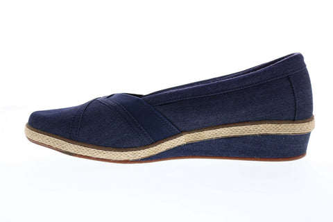 Grasshopper Misty Wedge EF52838B Womens Blue Canvas Ballet Flats Shoes