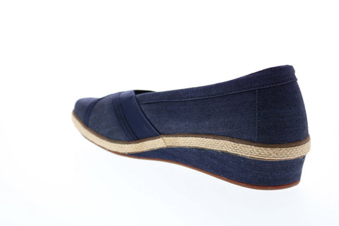 Grasshopper Misty Wedge EF52838B Womens Blue Canvas Ballet Flats Shoes