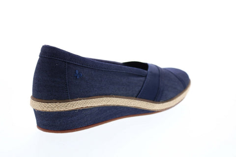 Grasshopper Misty Wedge EF52838B Womens Blue Canvas Ballet Flats Shoes