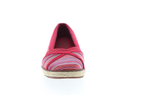 Grasshopper Misty Wedge EF52840B Womens Red Wide 2E Canvas Loafer Flats Shoes