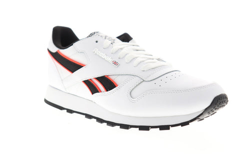 Reebok Classic Leather MU Mens White Leather Low Top Lace Up Sneakers Shoes