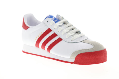 Adidas Samoa Mens White Suede & Leather Low Top Lace Up Sneakers Shoes