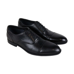 Steve Madden Elwood Mens Black Leather Casual Dress Lace Up Oxfords Shoes