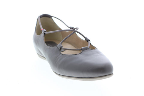 Earthies Essen Flat ESSEN-SMK Womens Gray Leather Slip On Loafer Flats Shoes
